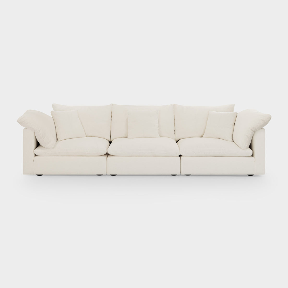 Dubai Feather Cloud Sofa Off White Linen 3 Seater