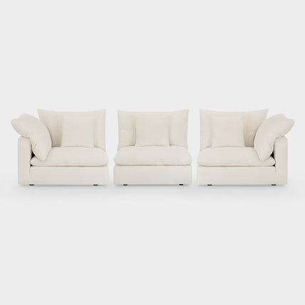 Dubai Feather Cloud Sofa Off White Linen 3 Seater