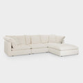Dubai Feather Cloud Sofa White Linen 3 Seater + Ottoman