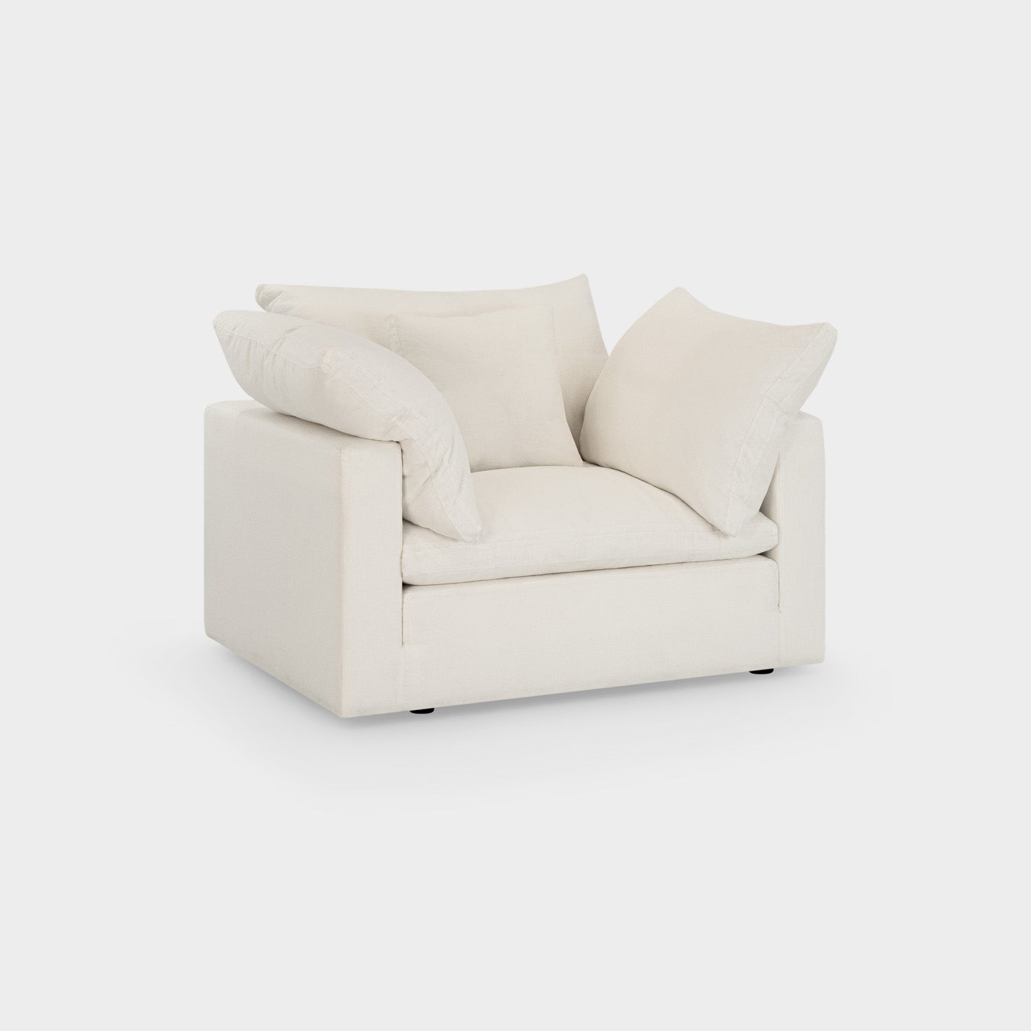 Dubai Feather Cloud Sofa Off White Linen Armchair