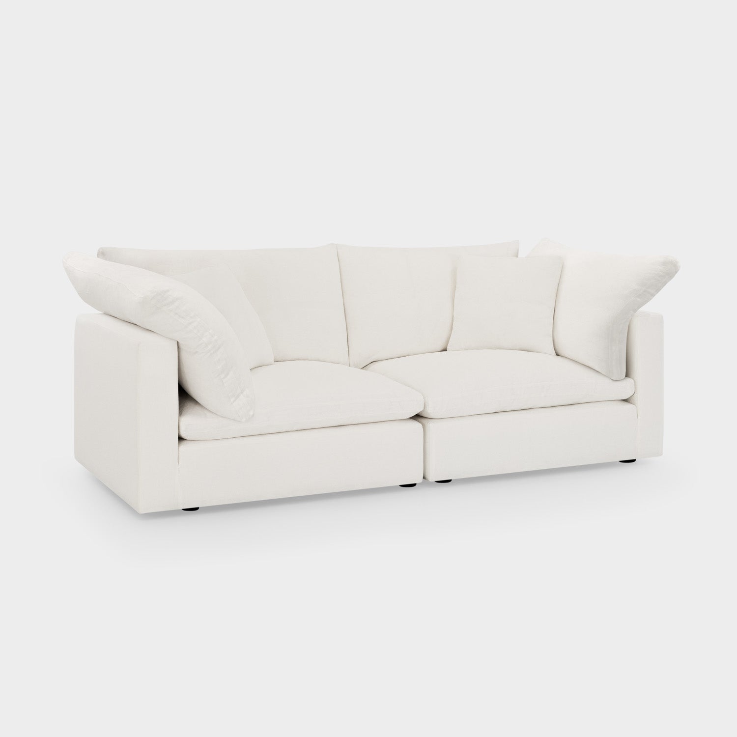 Dubai Feather Cloud Sofa White Linen 2 Seater
