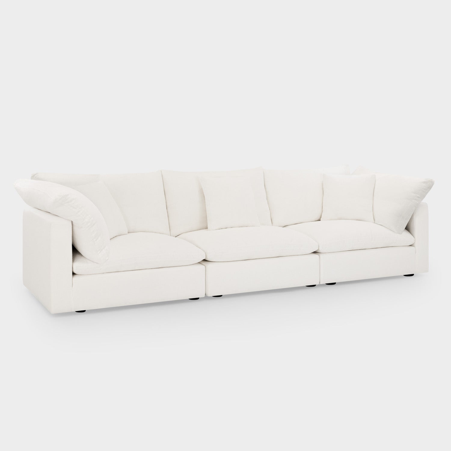 Dubai Feather Cloud Sofa White Linen 3 Seater
