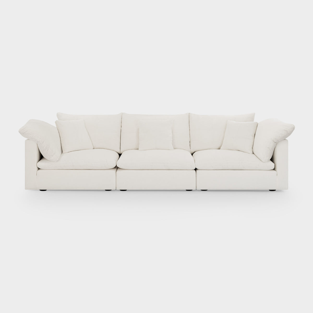 Dubai Feather Cloud Sofa White Linen 3 Seater