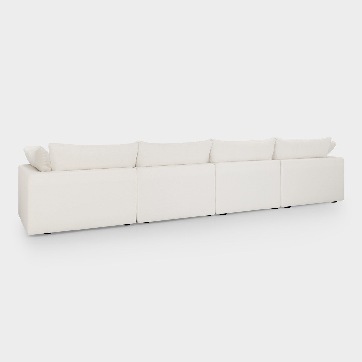 Dubai Feather Cloud Sofa White Linen 4 Seater