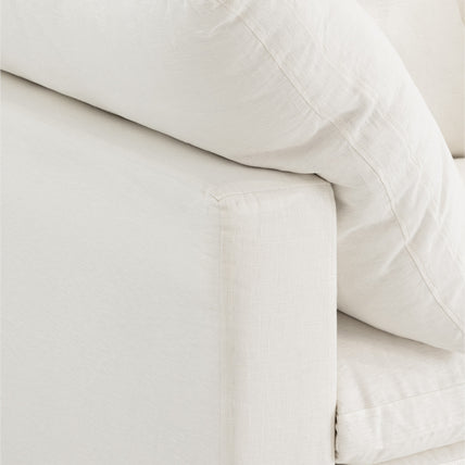 Dubai Feather Cloud Sofa Linen White 4 Seater + Ottoman