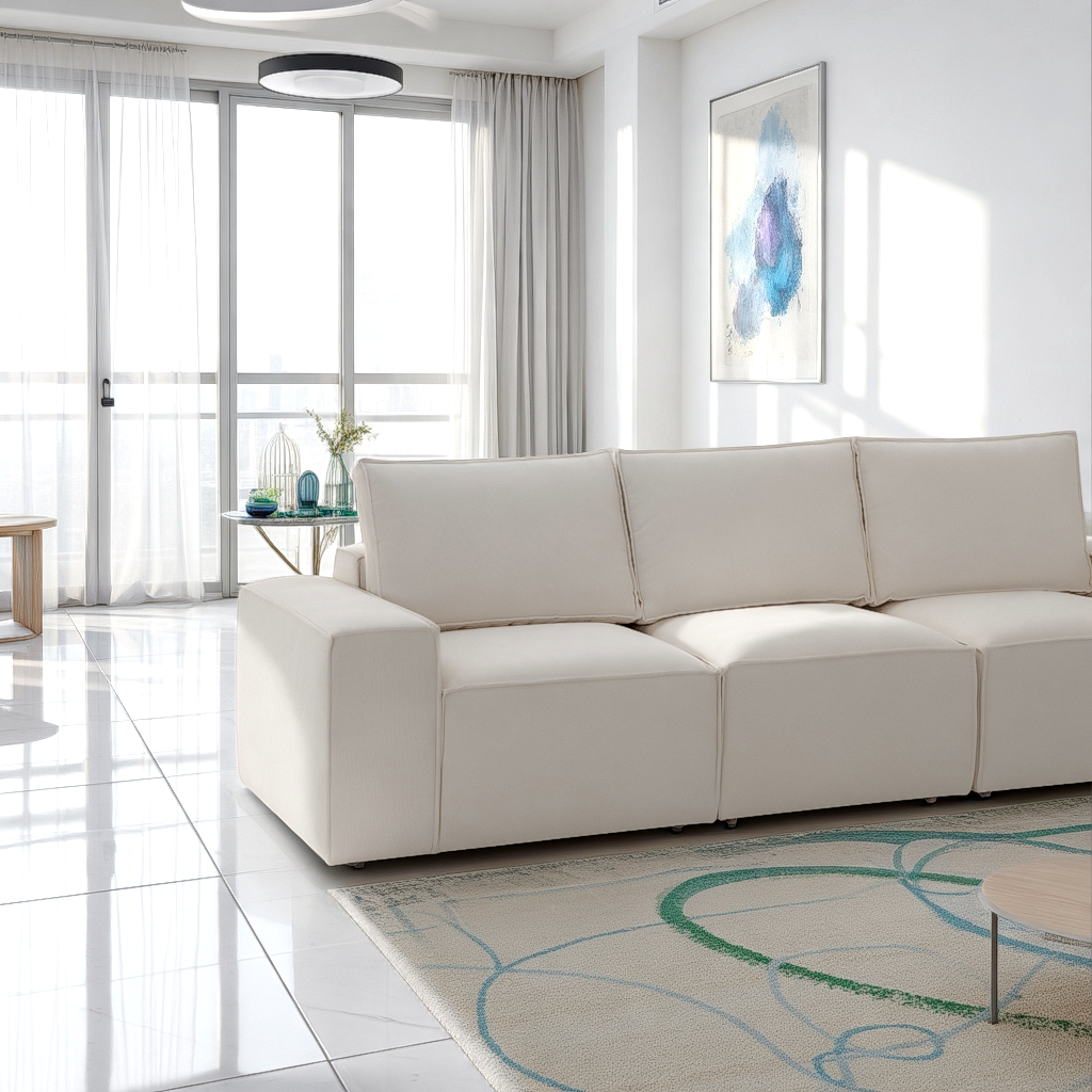 Sadir Sofa Beige 4 Seater