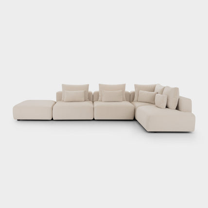Jasmin Feather Cloud Sofa Beige Modular Corner + Ottoman