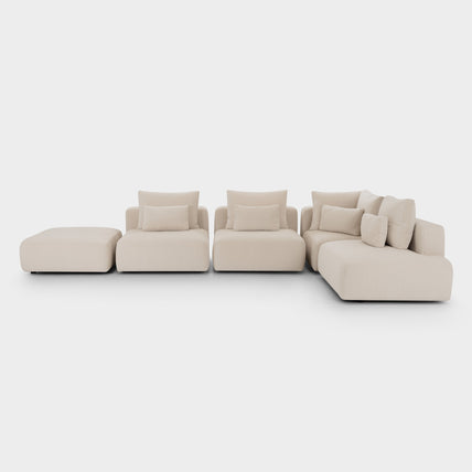 Jasmin Feather Cloud Sofa Beige Modular Corner + Ottoman