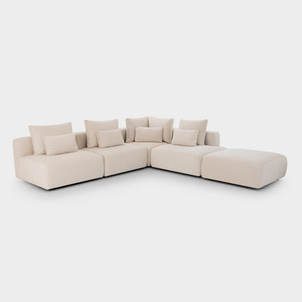 Jasmin Feather Cloud Sofa Beige Modular Corner + Ottoman