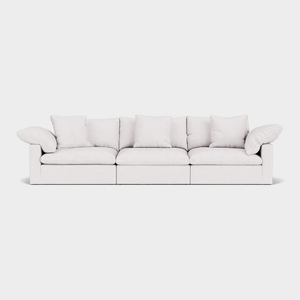 Lotus Feather Cloud Sofa Linen White 3 Seater