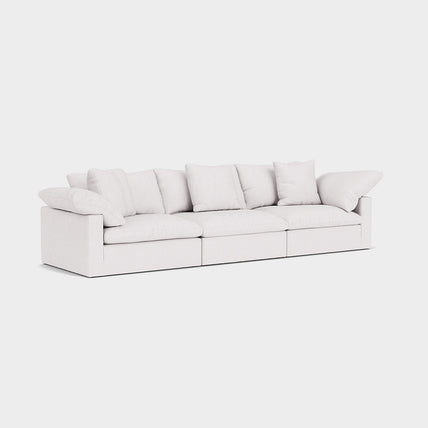 Lotus Feather Cloud Sofa Linen White 3 Seater