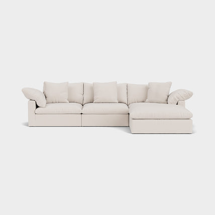 Lotus Feather Cloud Sofa Beige 3 Seater + Ottoman