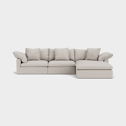 Lotus Feather Cloud Sofa Stone 3 Seater + Ottoman