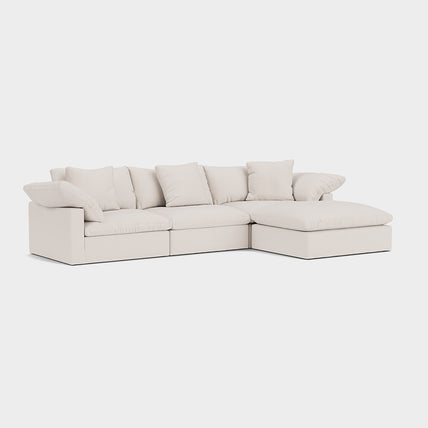 Lotus Feather Cloud Sofa Beige 3 Seater + Ottoman