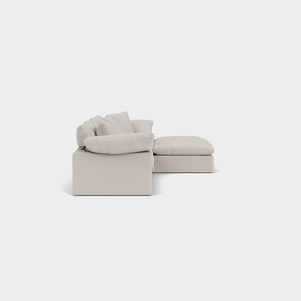 Lotus Feather Cloud Sofa Stone 3 Seater + Ottoman