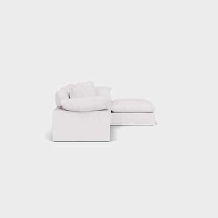 Lotus Feather Cloud Sofa Linen White 3 Seater + Ottoman