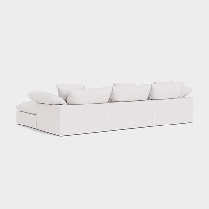 Lotus Feather Cloud Sofa Linen White 3 Seater + Ottoman