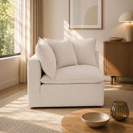 Mira Piped Feather Cloud Sofa Beige Arm Piece