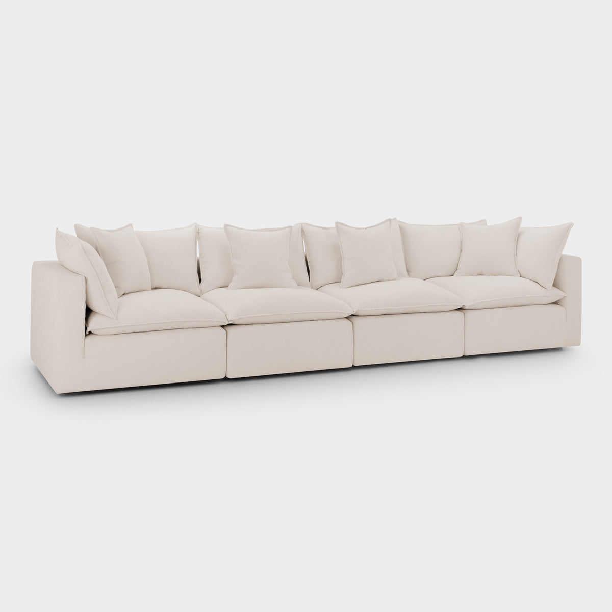 Mira Piped Feather Cloud Sofa Beige 4 Seater