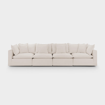 Mira Piped Feather Cloud Sofa Beige 4 Seater