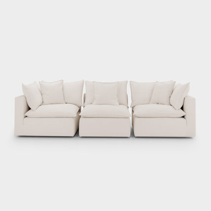 Mira Piped Sofa Beige 3 Seater