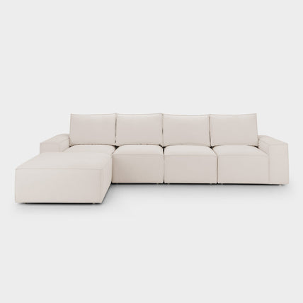 Sadir Sofa Beige 4 Seater + Ottoman