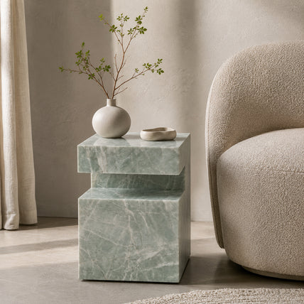 Notch Side Table-Esmeralda Quartzite