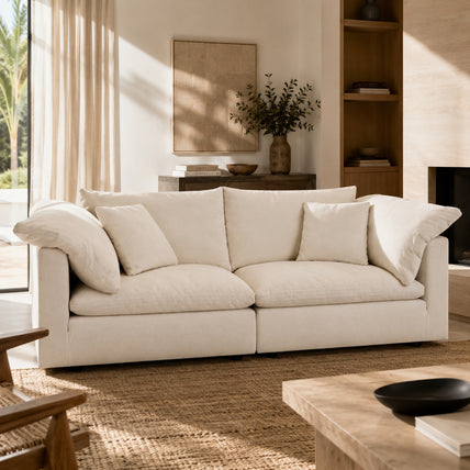 Dubai Feather Cloud Sofa Off White Linen 2 Seater