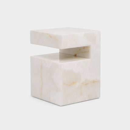 Notch Side Table-White Onyx