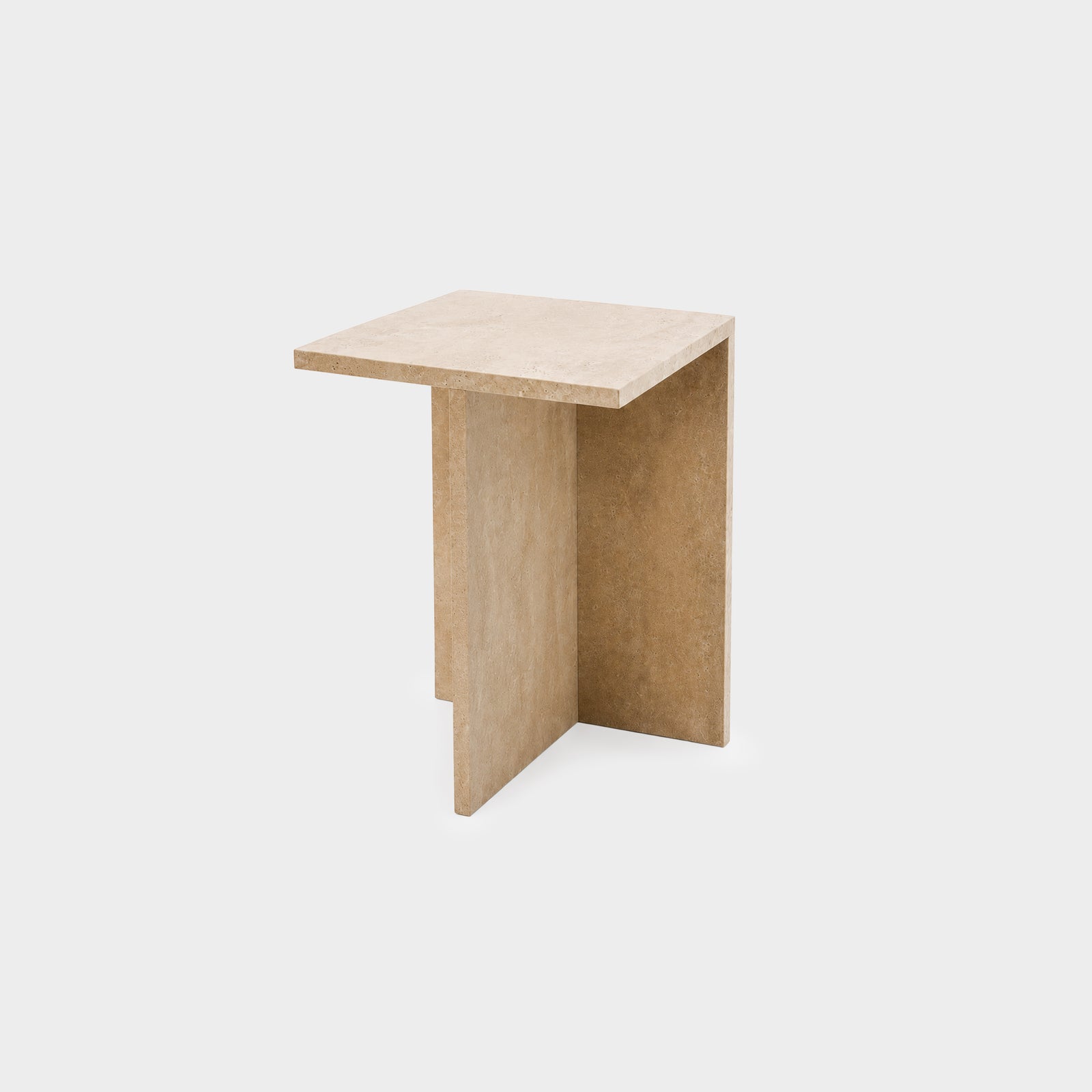 Peach Side Table Beige Unfilled Travertine