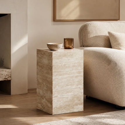 Pillar Accent Table-Travertine