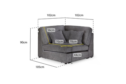 Kiana Modular Sofa Grey Corner Piece