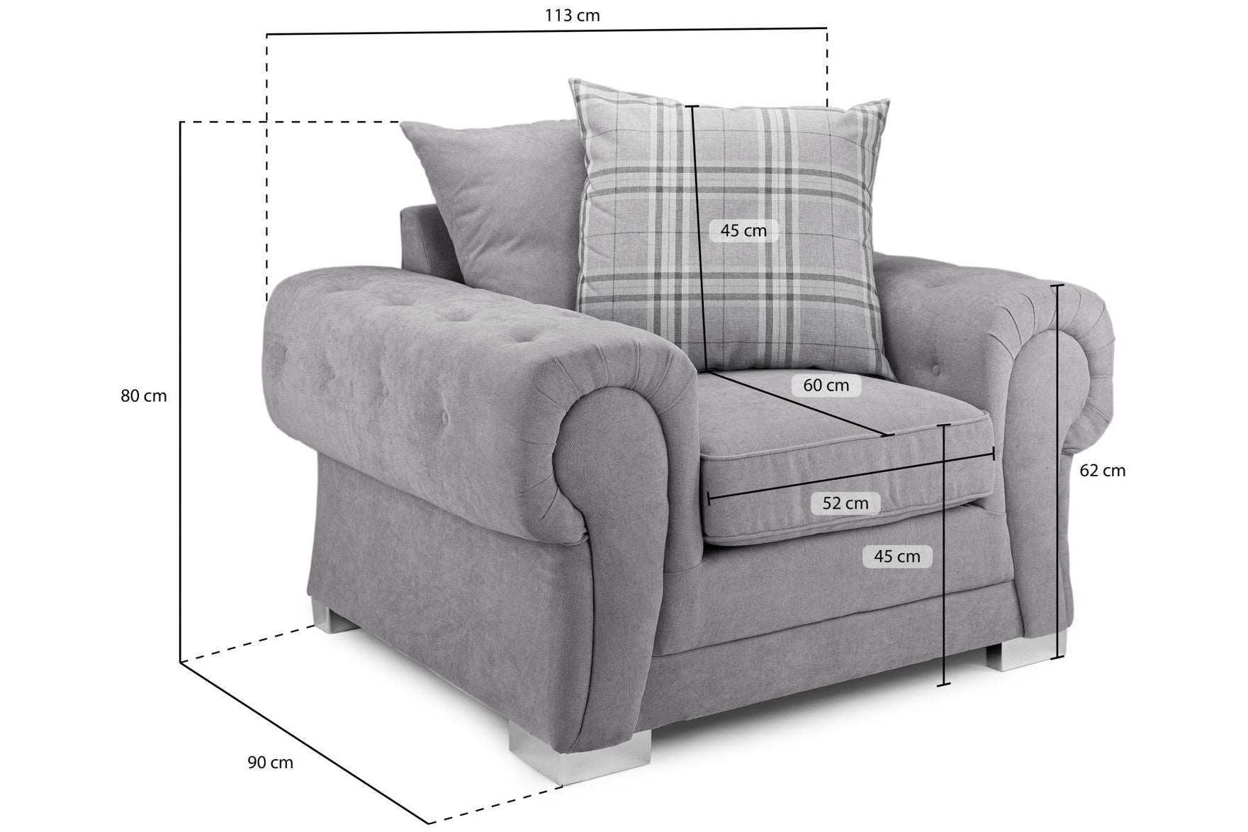 Verona Scatterback Sofa Grey Armchair