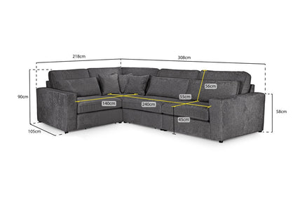 Kiana Modular Sofa Grey Left Hand Facing Corner