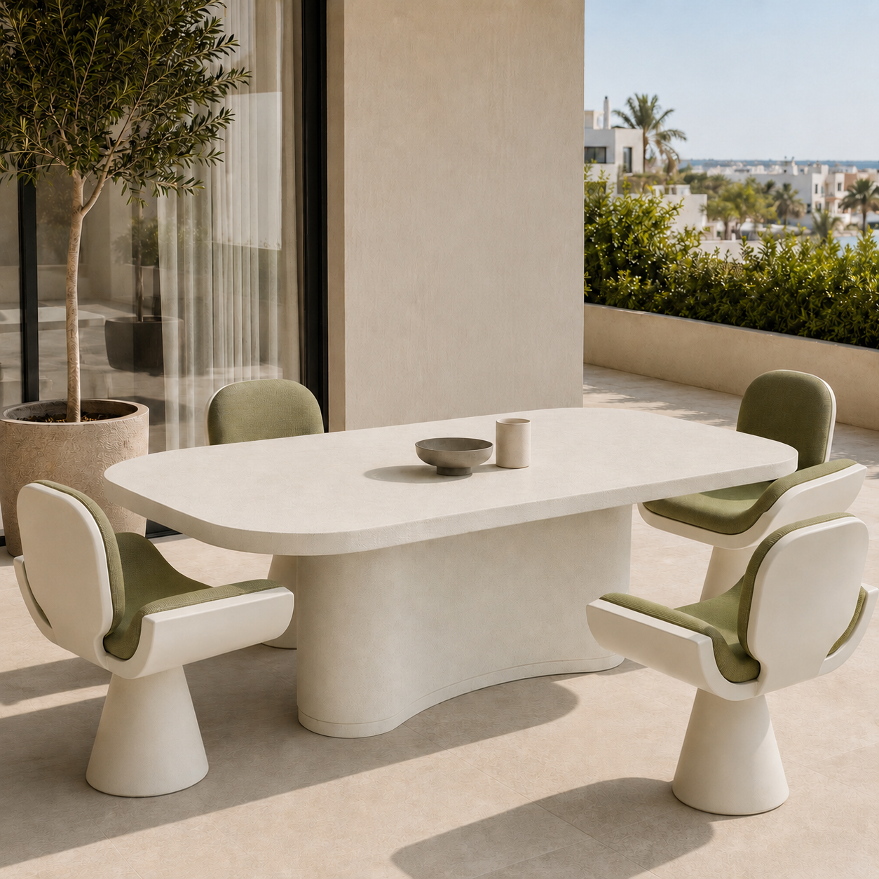 Kris Dining Table Ivory Microcement