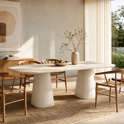 Mona Dining Table Vanilla Microcement