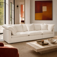 Dubai Feather Cloud Sofa White Linen 3 Seater