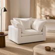 Dubai Feather Cloud Sofa White Linen Armchair
