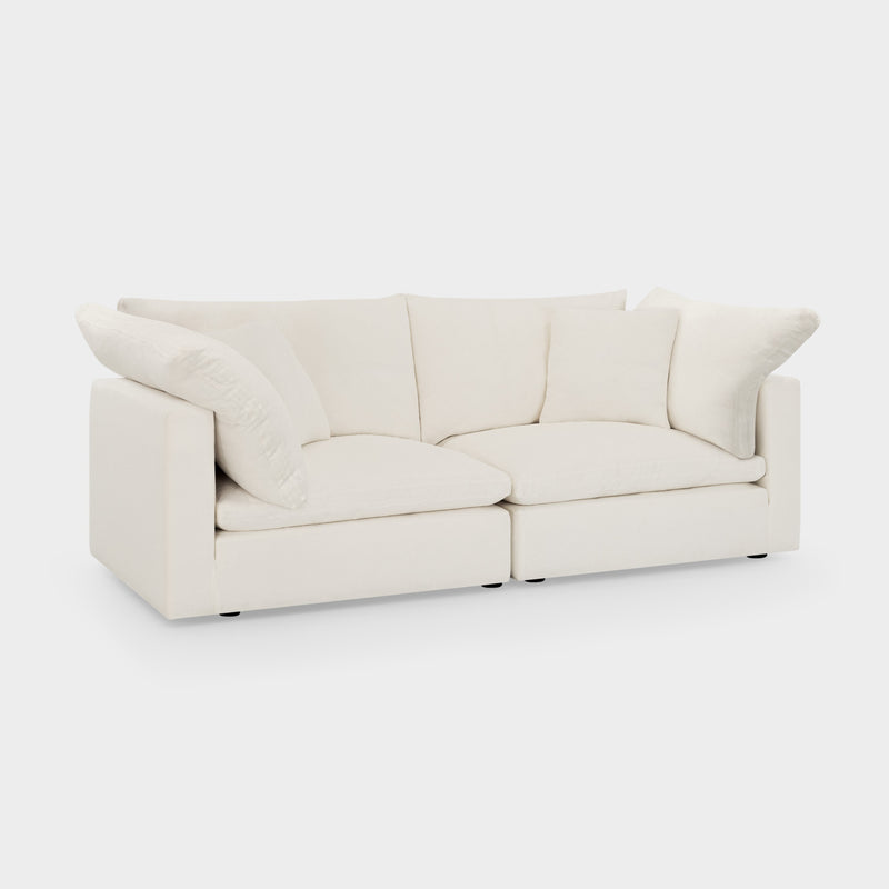 Dubai Feather Cloud Sofa Off White Linen 2 Seater