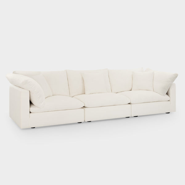 Dubai Feather Cloud Sofa Off White Linen 3 Seater
