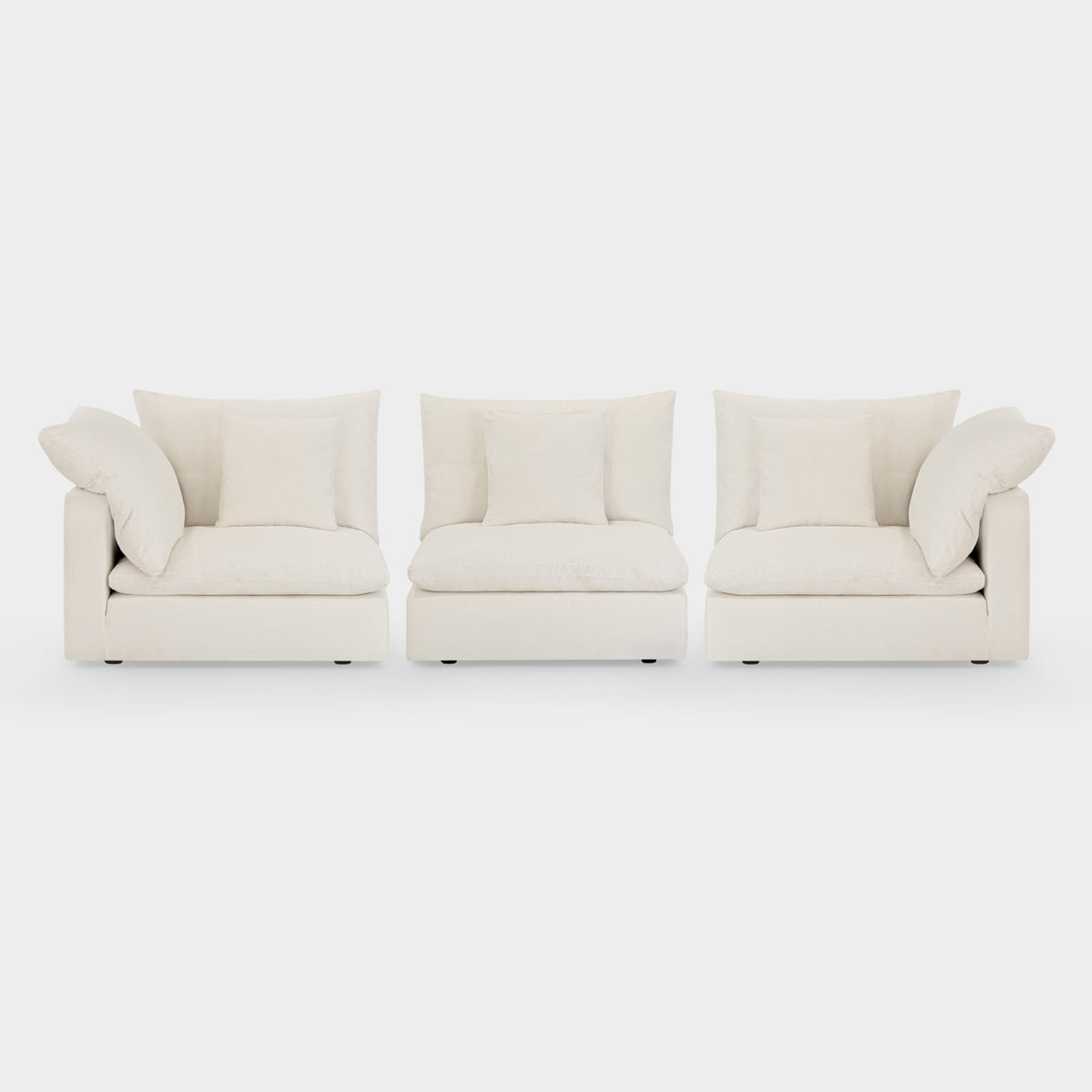 Dubai Feather Cloud Sofa Off White Linen 3 Seater