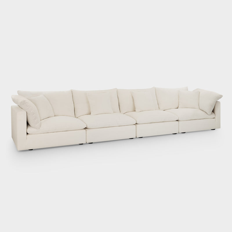 Dubai Feather Cloud Sofa Off White Linen 4 Seater
