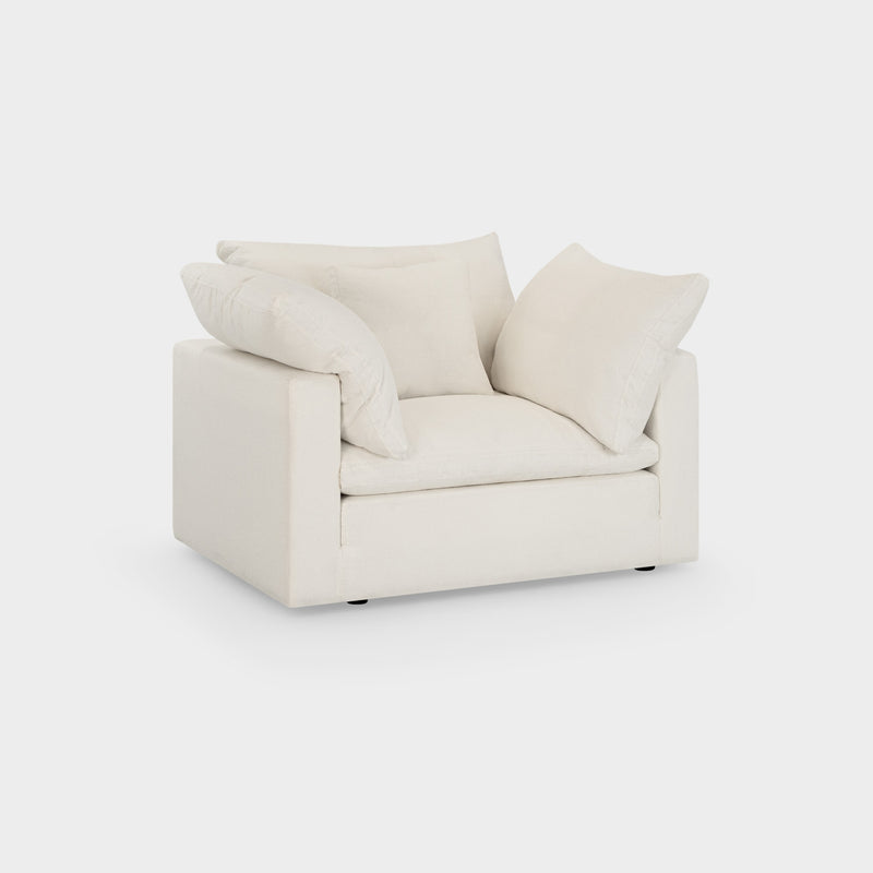 Dubai Feather Cloud Sofa Off White Linen Armchair