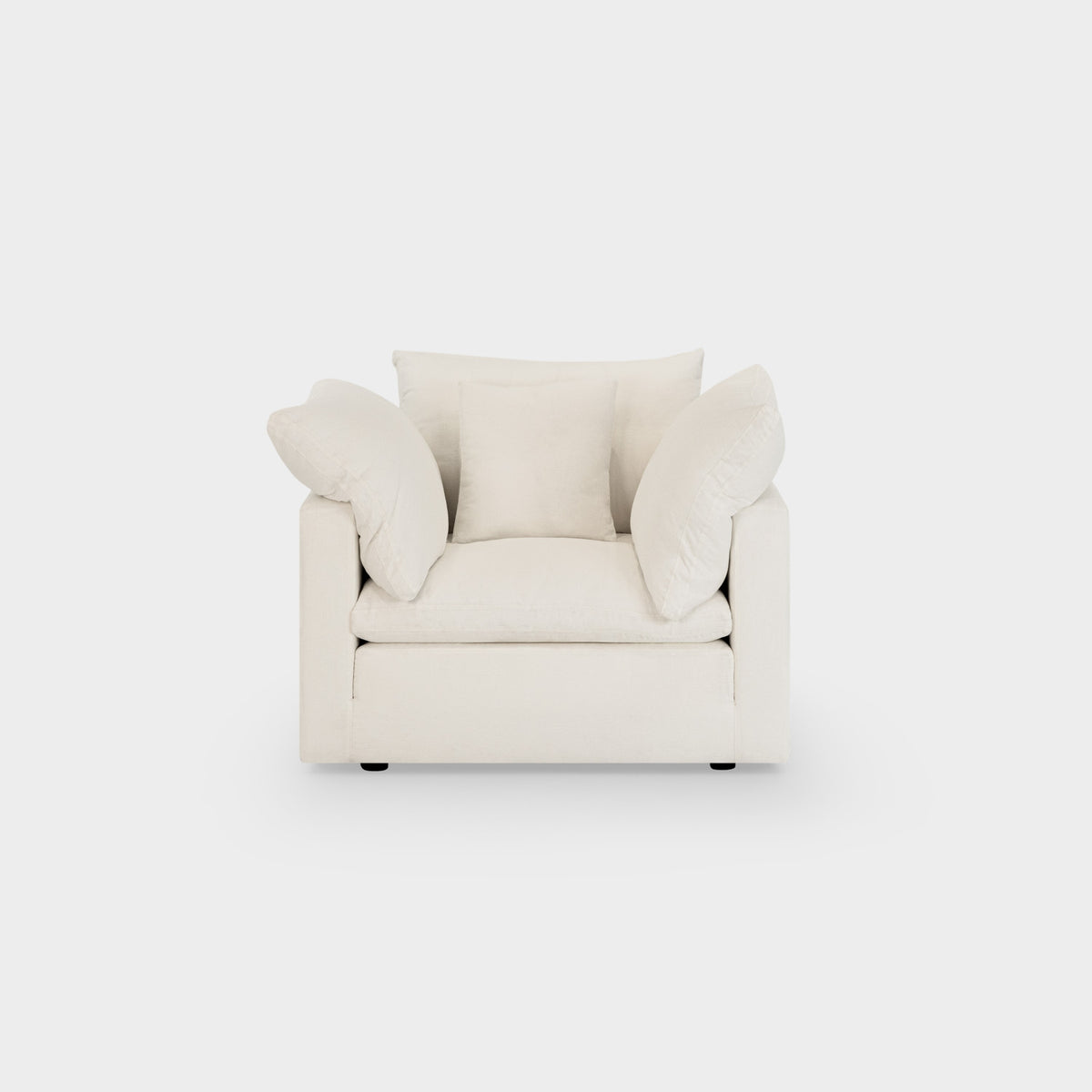 Dubai Feather Cloud Sofa Off White Linen Armchair