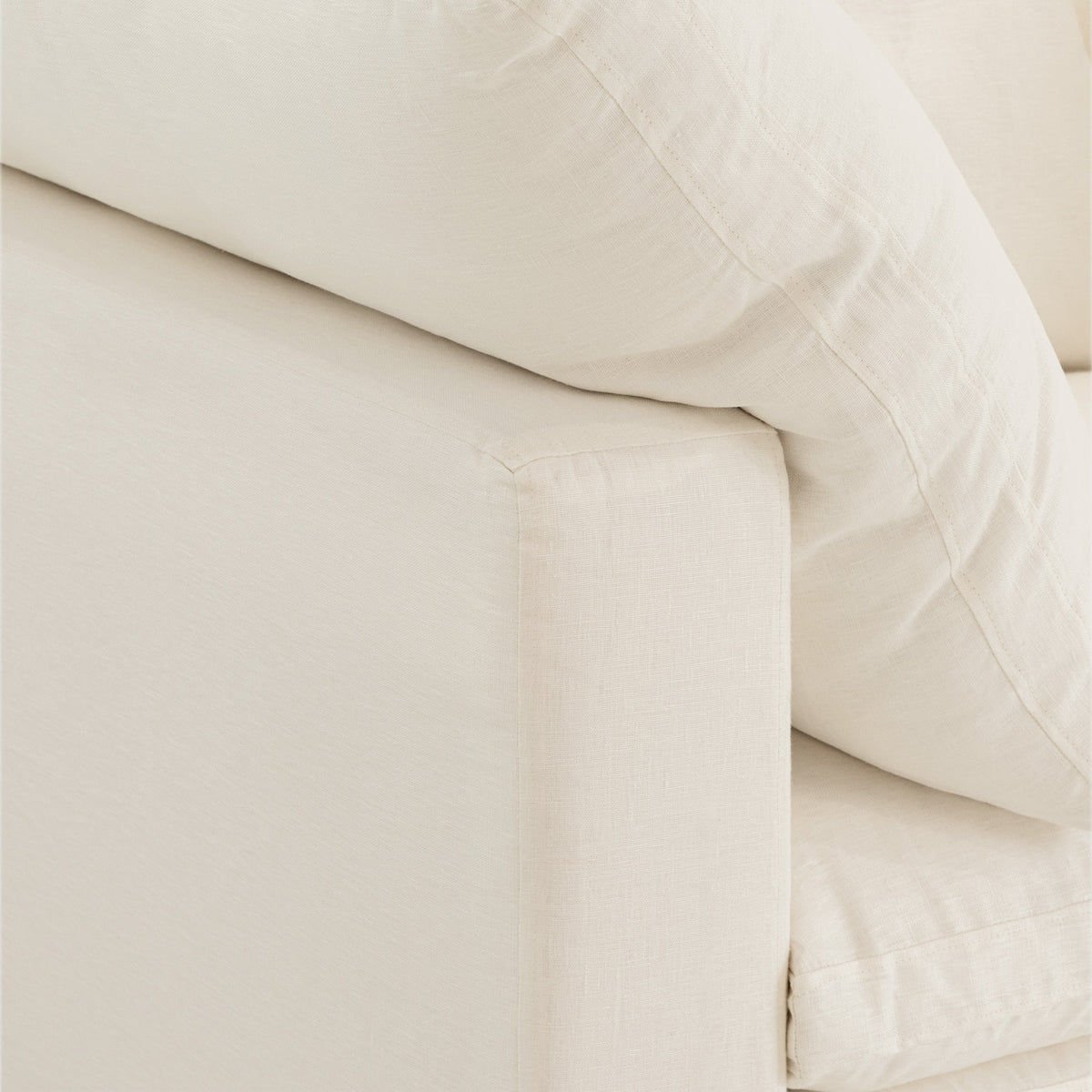 Dubai Feather Cloud Sofa Off White Linen 4 Seater
