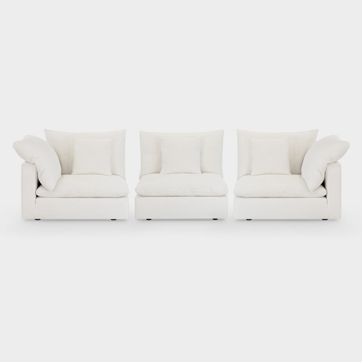 Dubai Feather Cloud Sofa White Linen 3 Seater