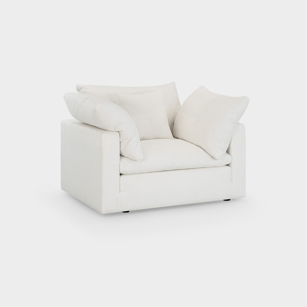 Dubai Feather Cloud Sofa White Linen Armchair