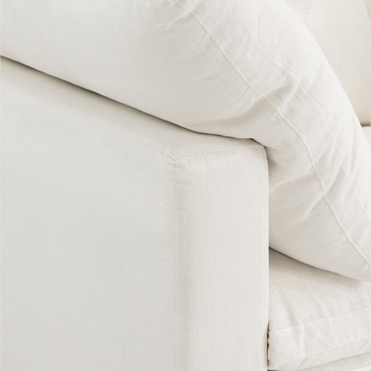 Dubai Feather Cloud Sofa White Linen 4 Seater