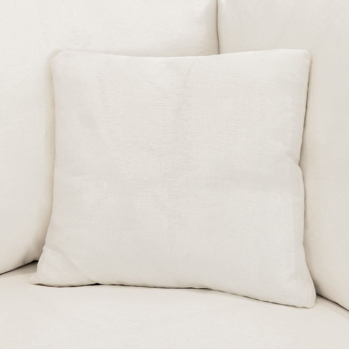 Dubai Feather Cloud Sofa White Linen 4 Seater + Ottoman