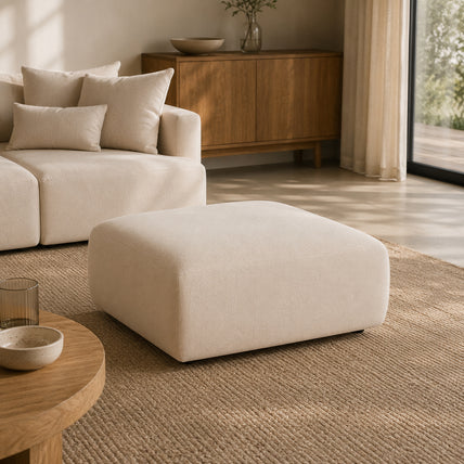 Jasmin Feather Cloud Sofa Beige Ottoman